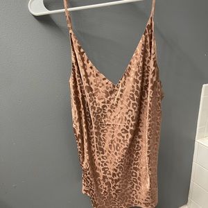 Leopard print, pink spaghetti strap top